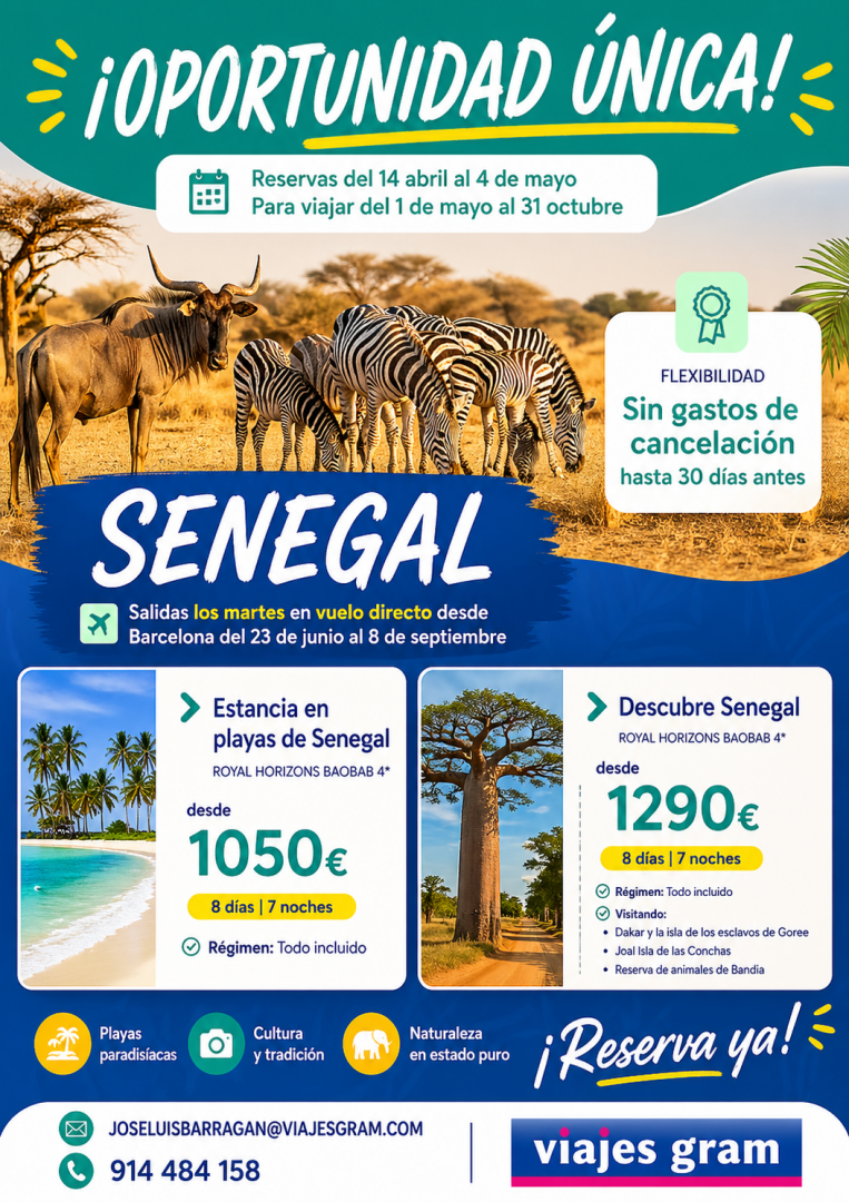 Viaje a Senegal 8 días todo incluido con vuelos directos
