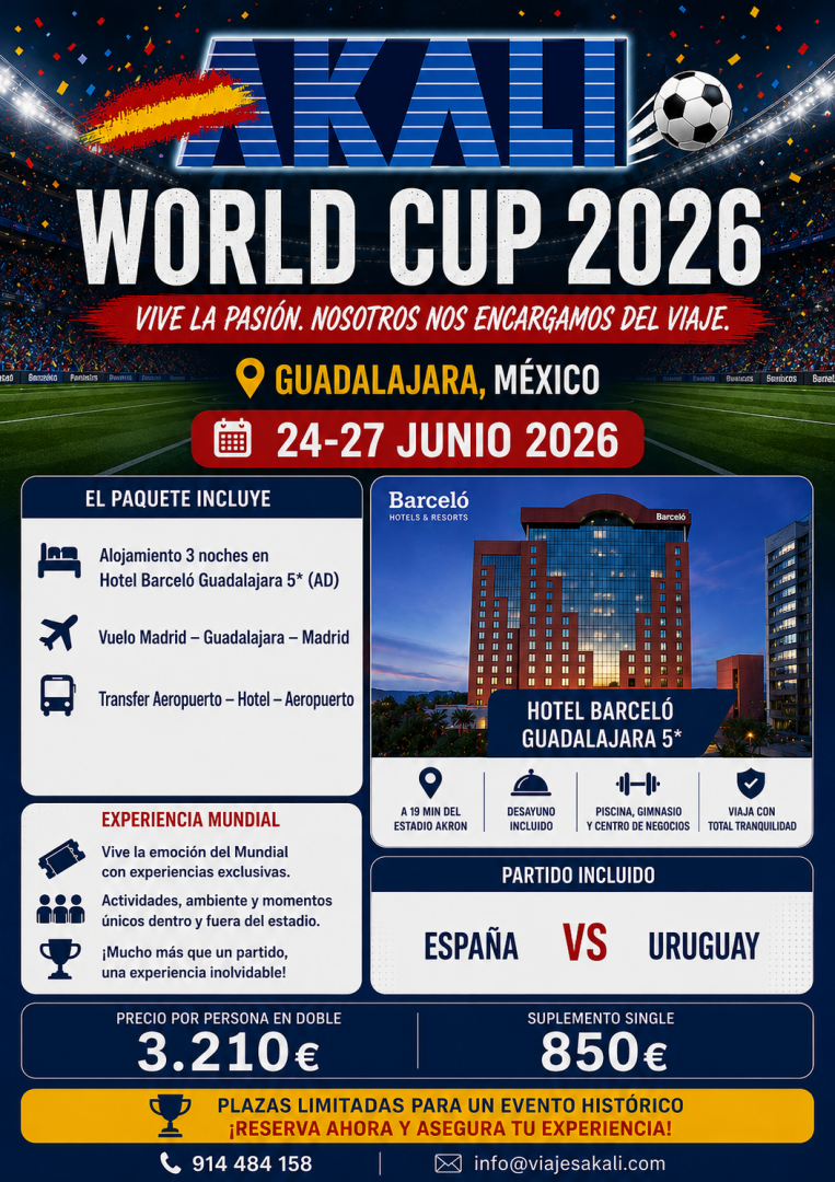 España vs Uruguay – Mundial 2026 con entrada incluida 24 al 27 junio