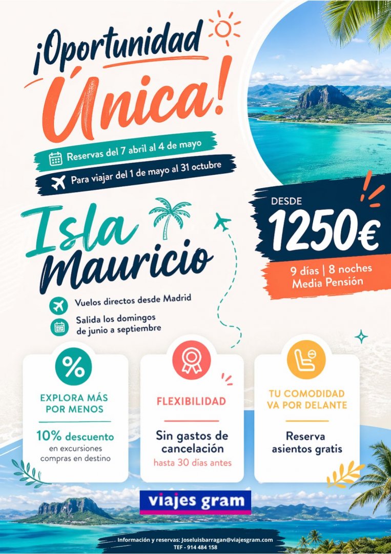 OFERTA ISLA MAURICIO 9 DÍAS