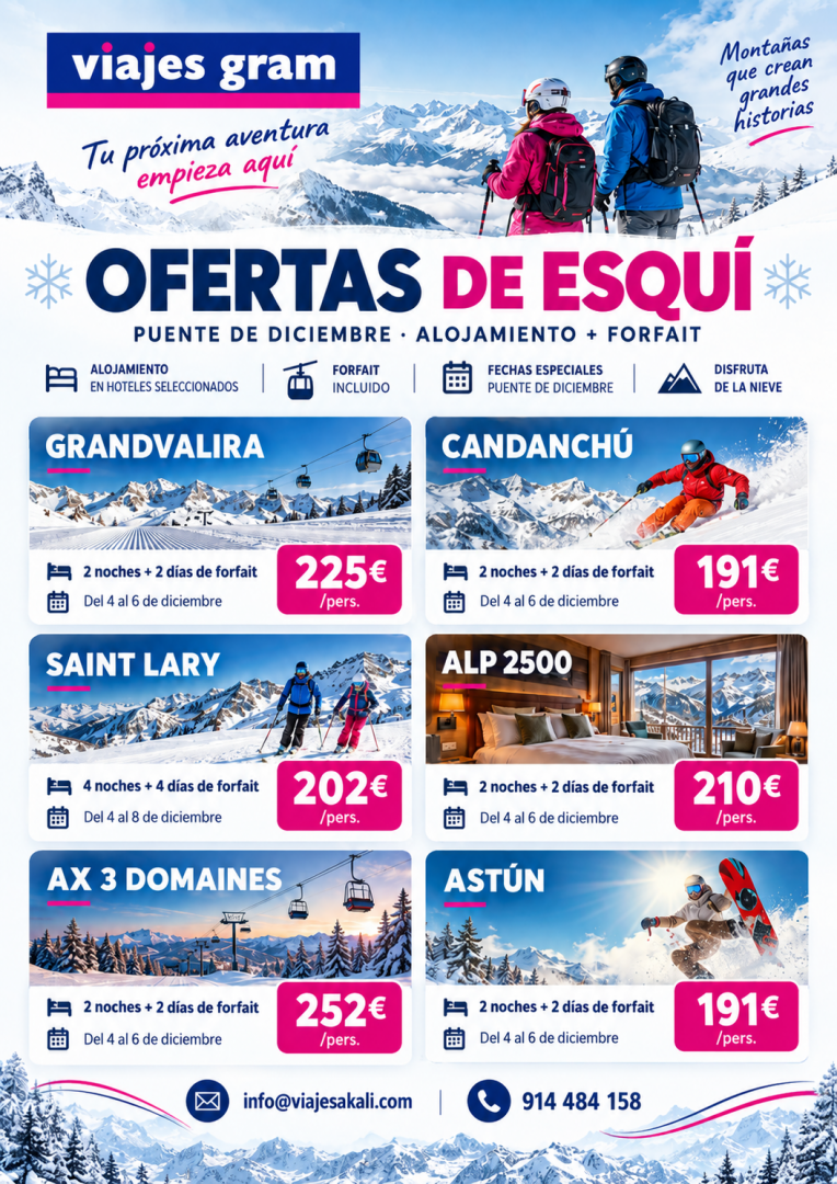 Ofertas de esquí para el Puente de Diciembre